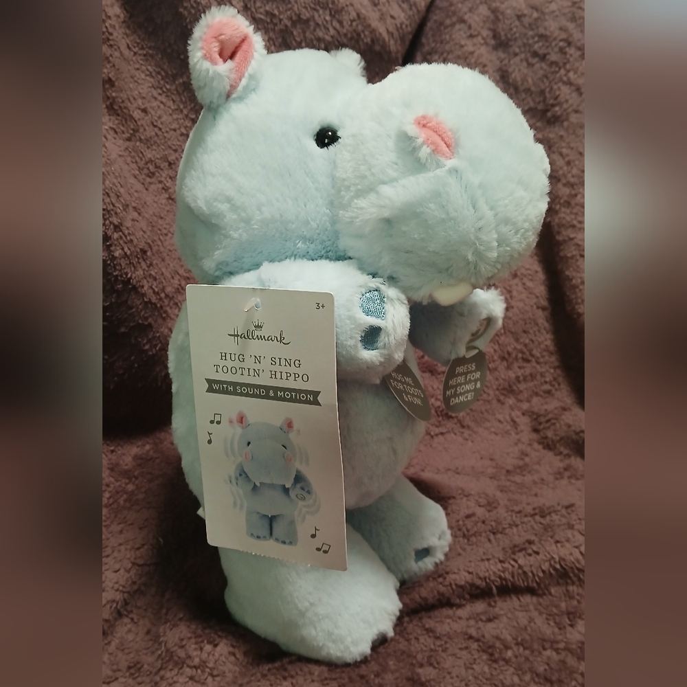 Hallmark Blue and Pink Hug 'N' Sing Zootin' Hippo